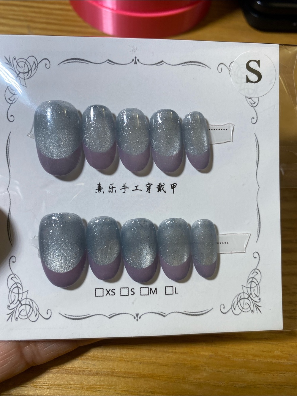 Sparkle Grey & Mauve Press-On Nail Set